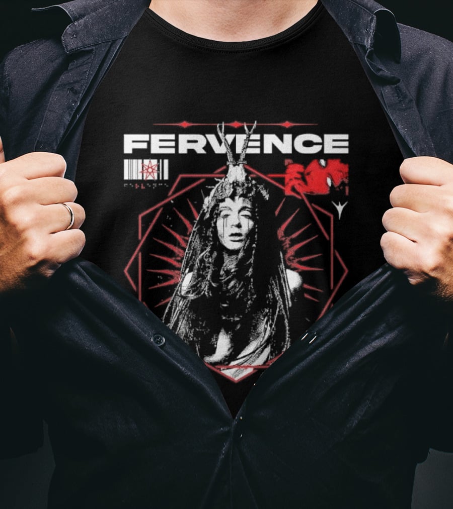 Fervence Constructs Hexagon Horned Crown Woman Red Tears T-Shirt
