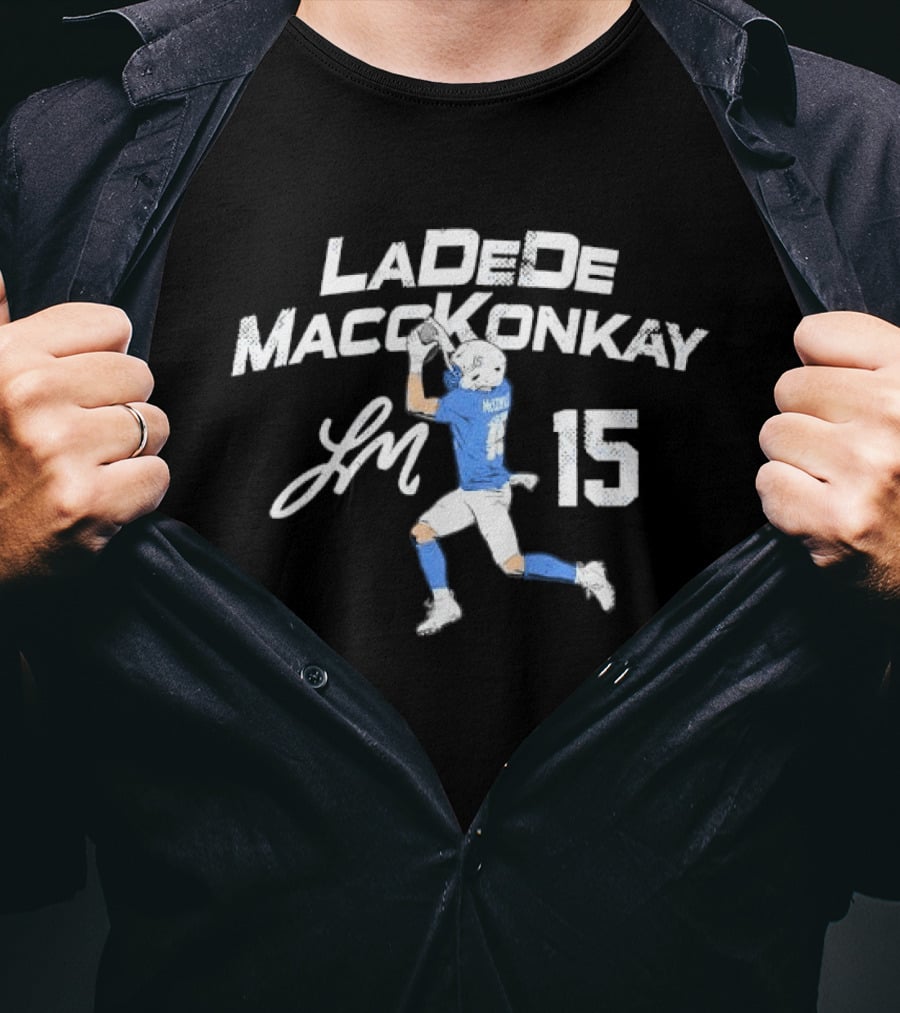 Ladd McConkey 15 Football Player Signature Catching Pass T-Shirt