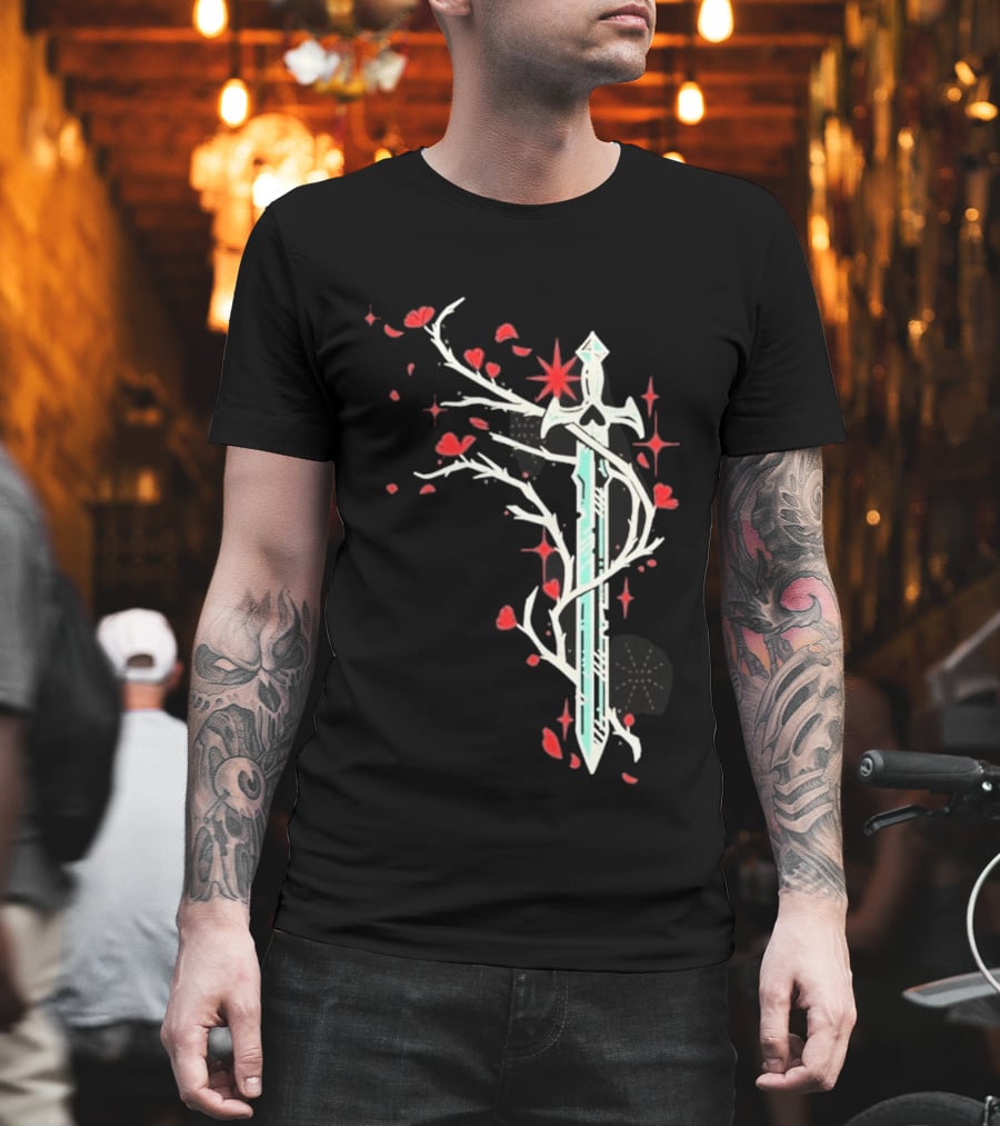 Lifesteal Sword With Red Petals Survival Gaming T-Shirt