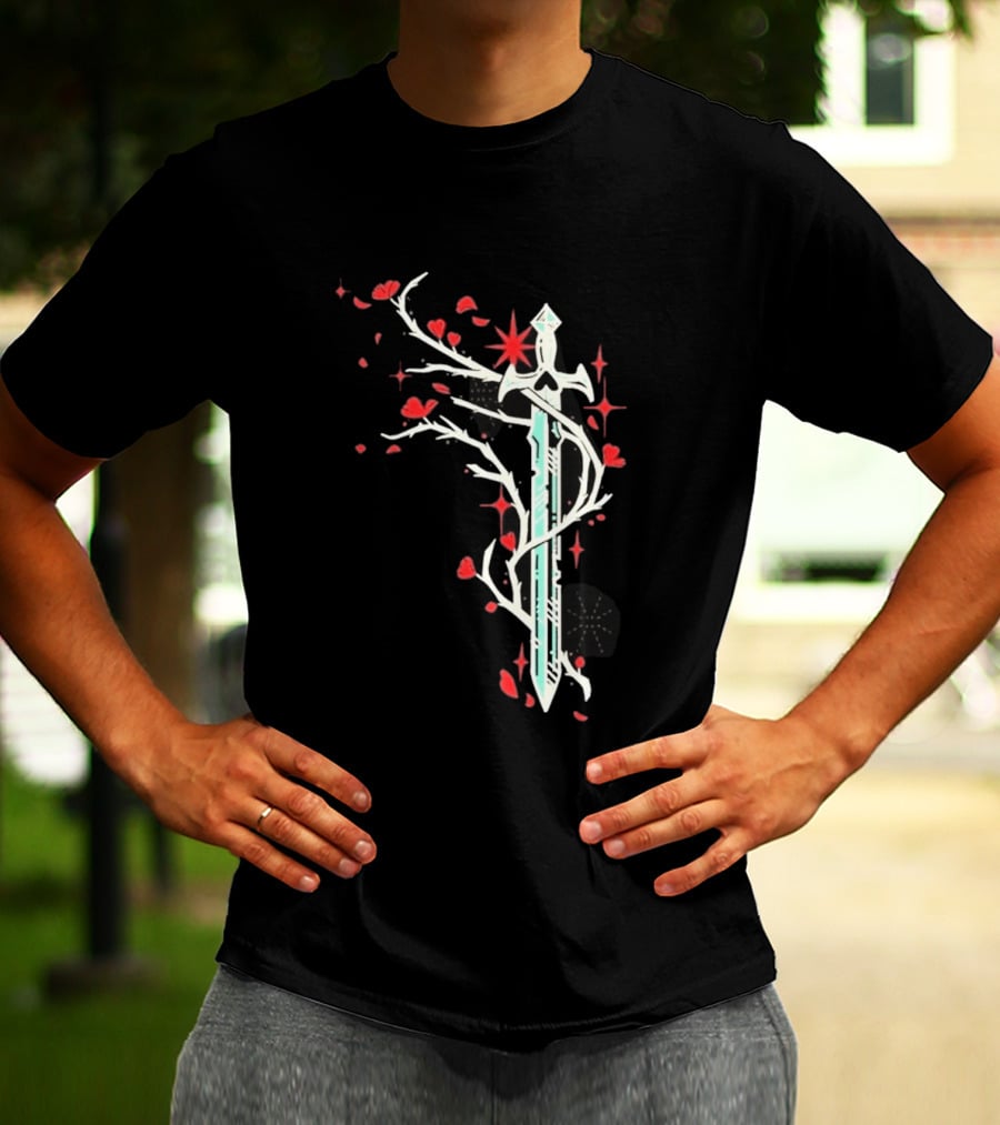 Lifesteal Sword With Red Petals Survival Gaming T-Shirt