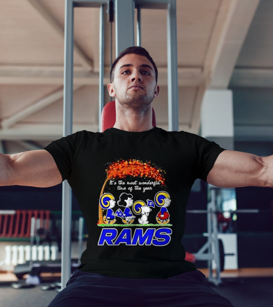 Los Angeles Rams It's The Most Wonderful Time Of Year Charlie Brown Snoopy Peanuts Football Fall T-Shirt