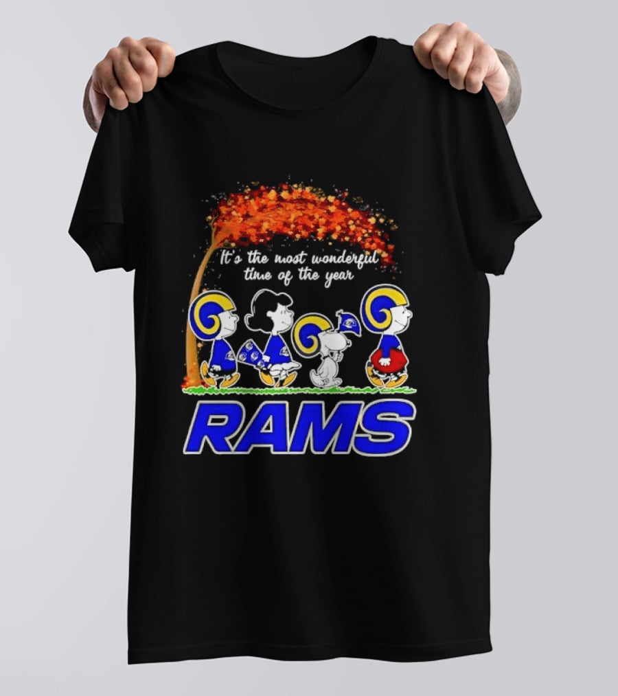 Los Angeles Rams It's The Most Wonderful Time Of Year Charlie Brown Snoopy Peanuts Football Fall T-Shirt