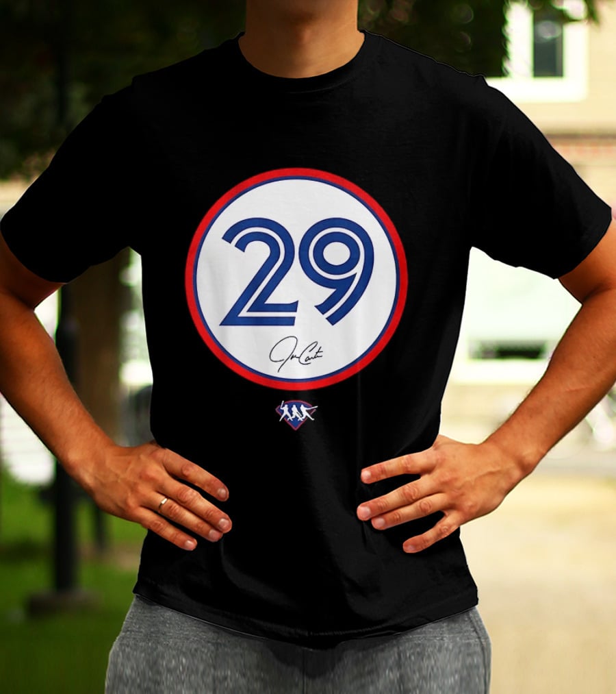 Joe Carter 29 Autograph Toronto Blue Jays Baseball T-Shirt