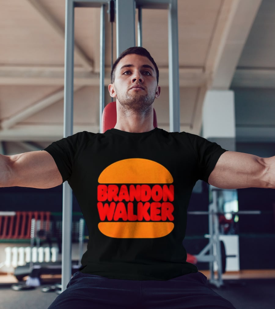 Brandon Walker Hamburger Bold Red Text Inside Orange Bun T-Shirt