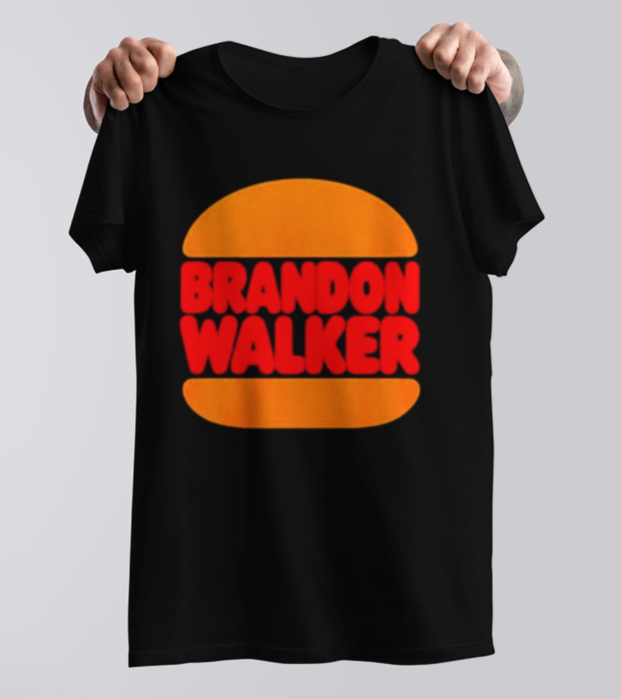 Brandon Walker Hamburger Bold Red Text Inside Orange Bun T-Shirt