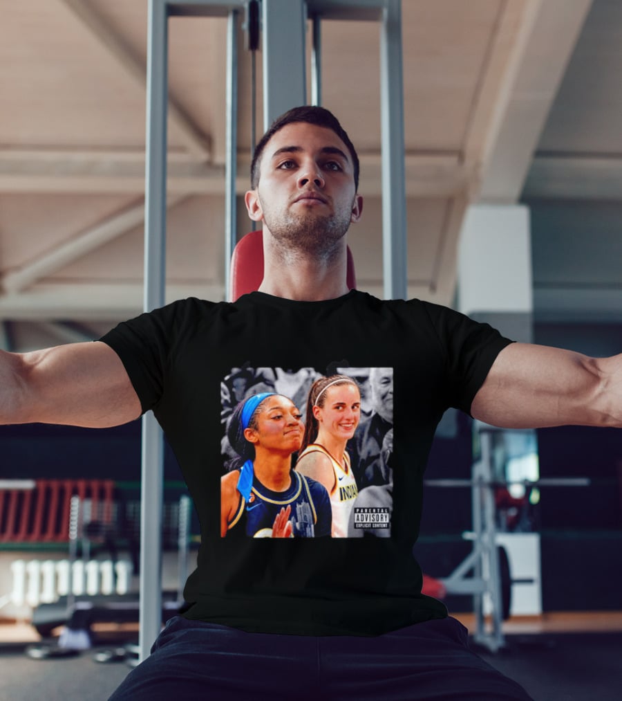 Caitlin Clark Angel Reese Parental Advisory Explicit Content T-Shirt