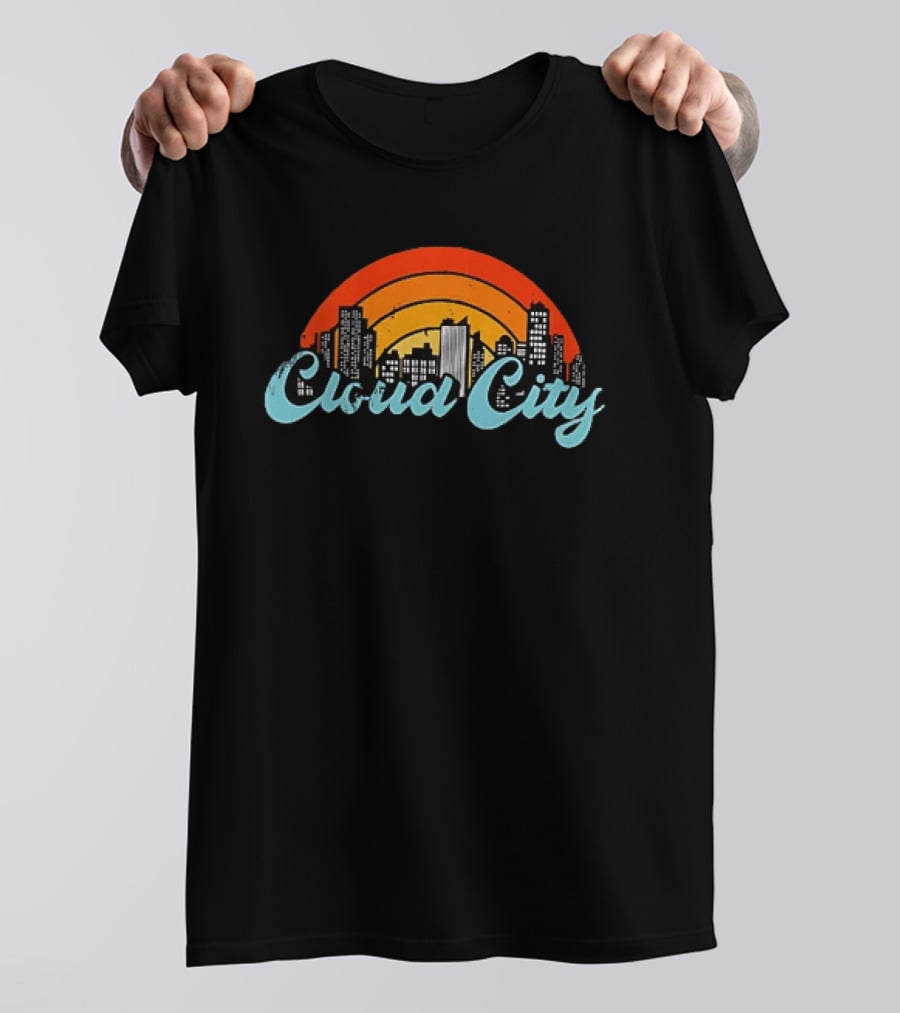 Cloud City Ganja White Night Skyline Retro Vibes T-Shirt