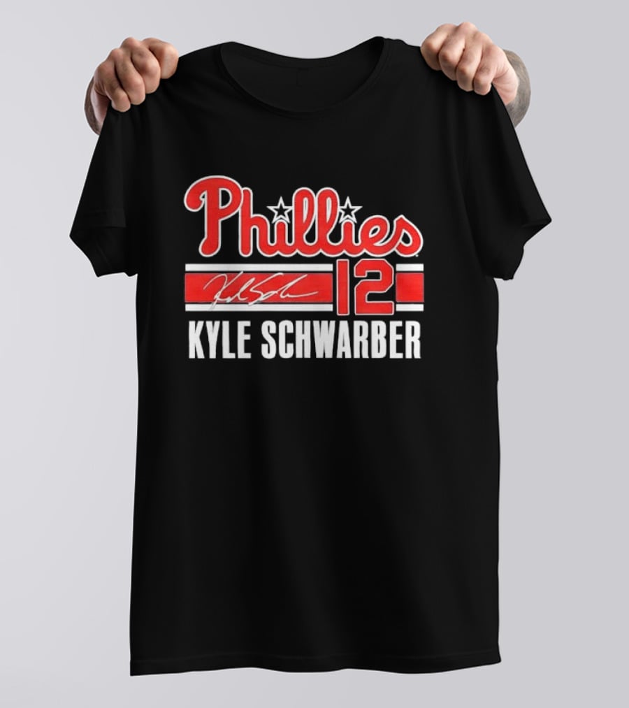 Phillies Kyle Schwarber 12 Red Script Stars Philadelphia MLB Distressed T-Shirt