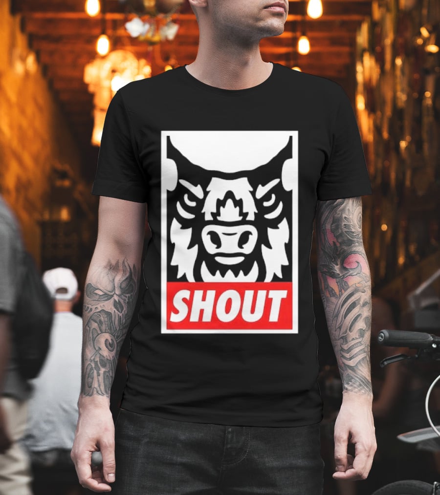 Shout Buffalo Bison Stylized Face T-Shirt