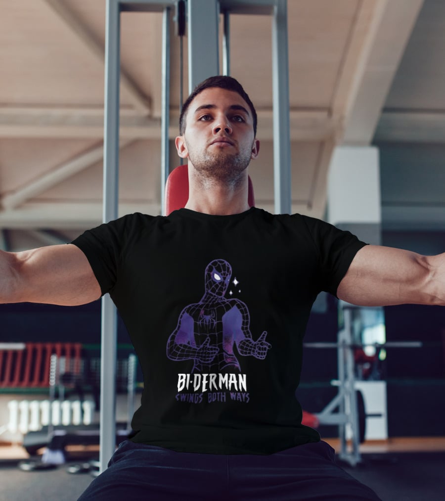 Bi Derman Swings Both Ways Spider Man T-Shirt