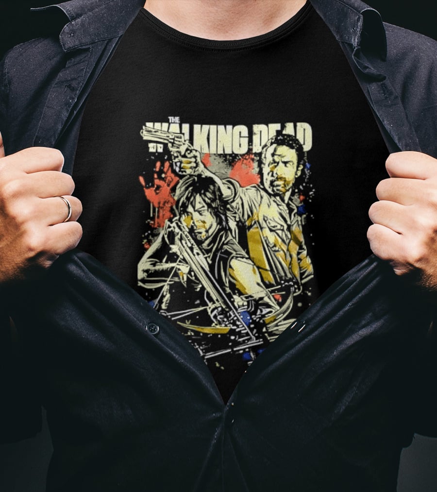 The Walking Dead Rick Grimes Daryl Dixon Crossbow T-Shirt