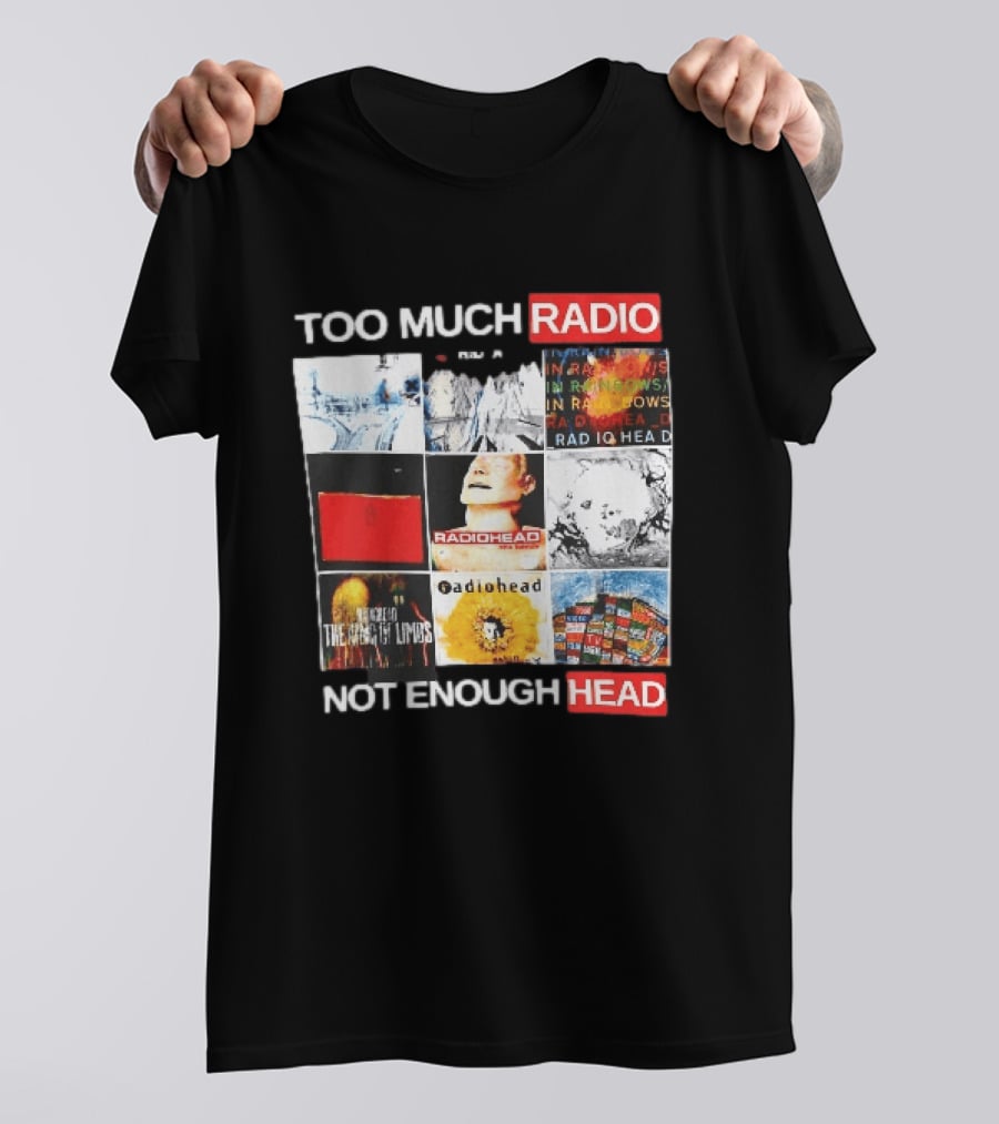 Too Much Radio Not Enough Head Radiohead Album Cover Collage T-Shirt