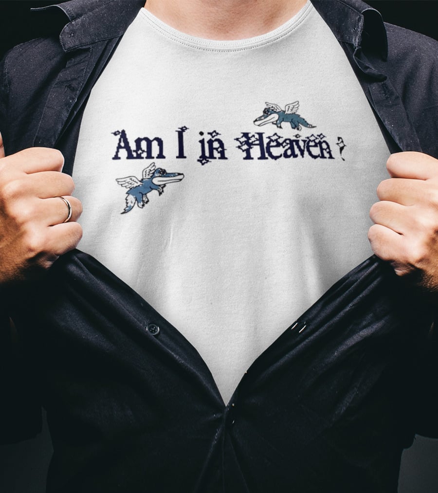Am I In Heaven Distressed Cartoon Flying Gators Angel Wings T-Shirt