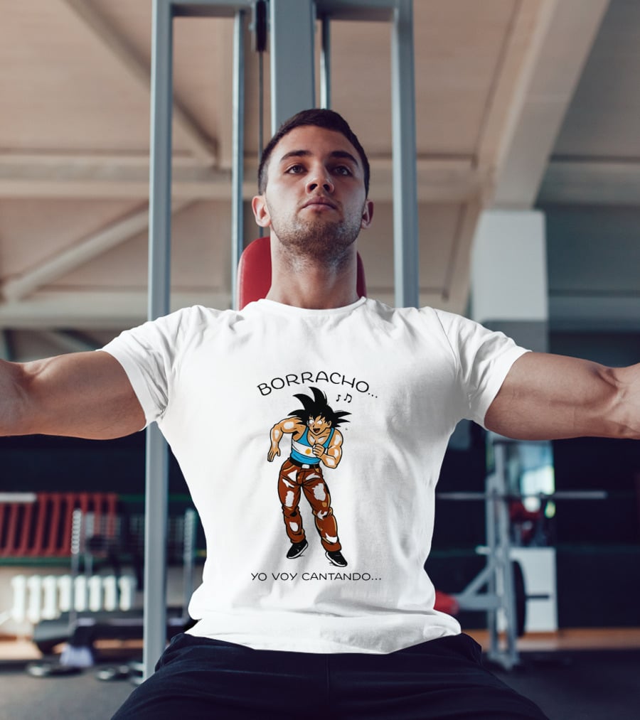 Borracho Yo Voy Cantando Goku Argentina Anime Character Fun Phrase T-Shirt