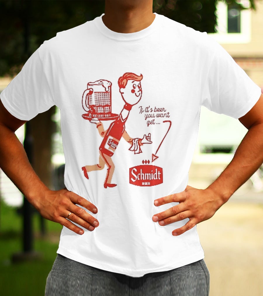 Schmidt Beer Retro Cartoon Character With T-Shirt