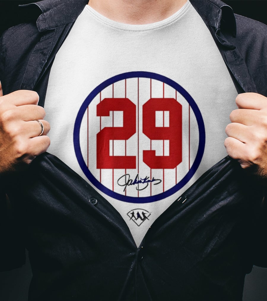 John Kruk 29 Red Pinstripe Circle Patch Baseball Diamond T-Shirt