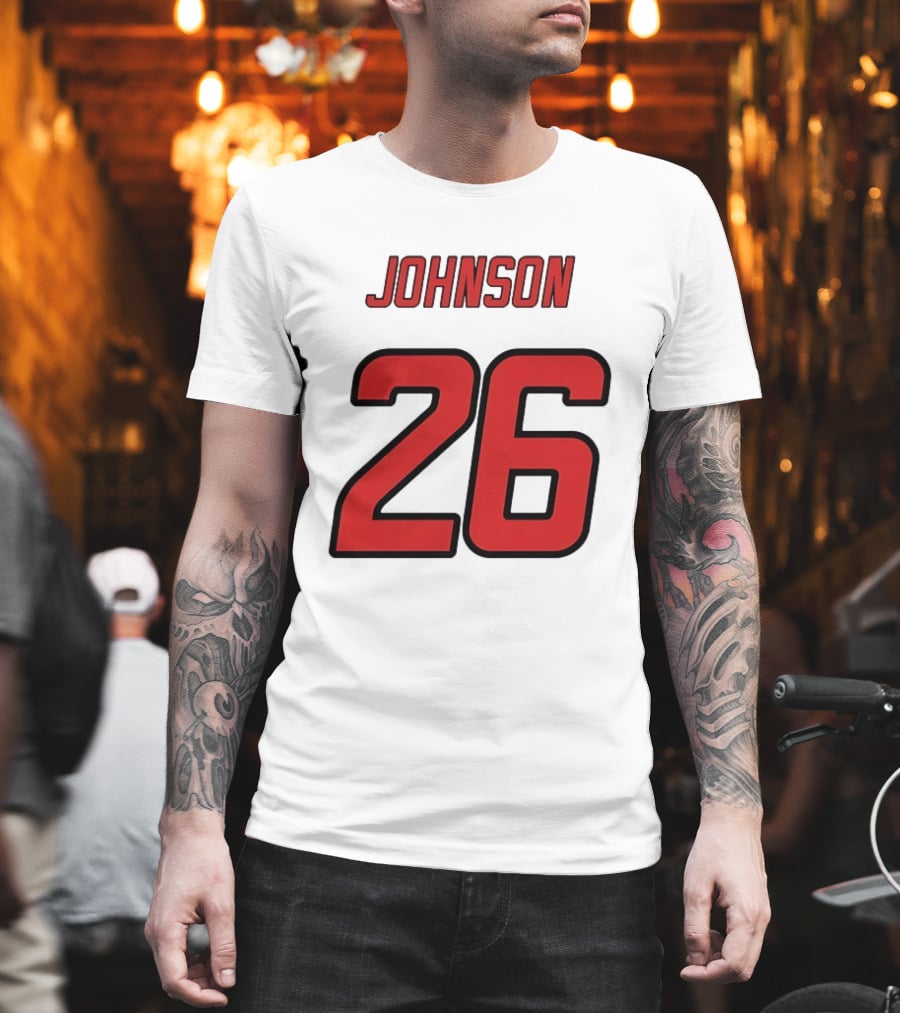 Johnson 26 Red Athletic Jersey Number Sports T-Shirt