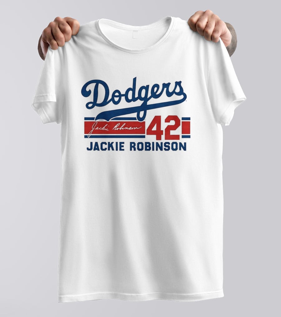 Dodgers Jackie Robinson 42 Stripes T-Shirt