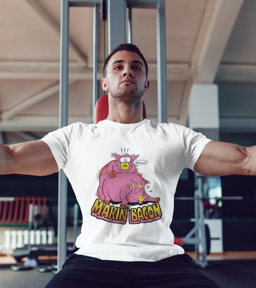 Makin Bacon Pig Cartoon Humor Trending T-Shirt