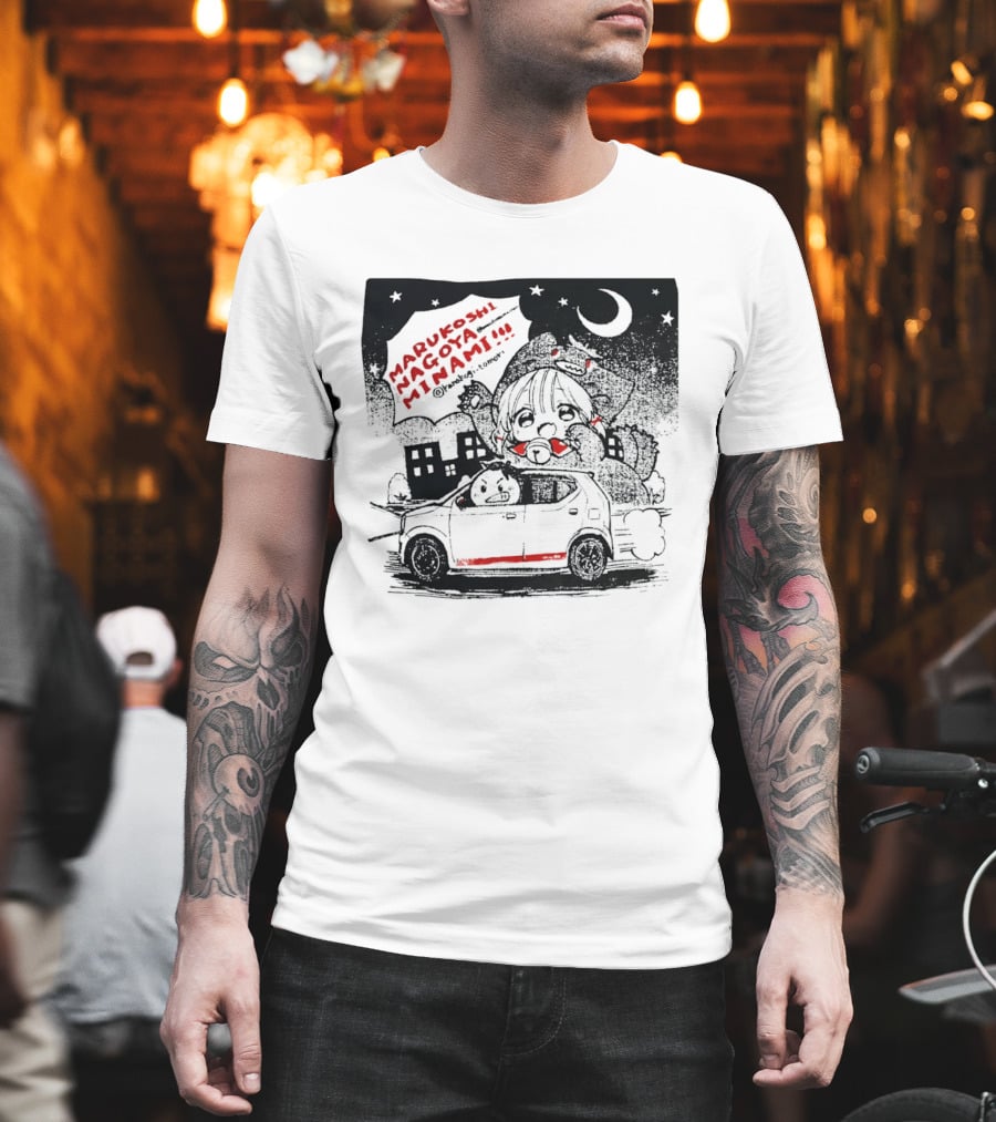 Marukoshi Nagoya Minami Kanakoji Tomori Angry Driver Hatchback Car Manga Style Night Scene T-Shirt