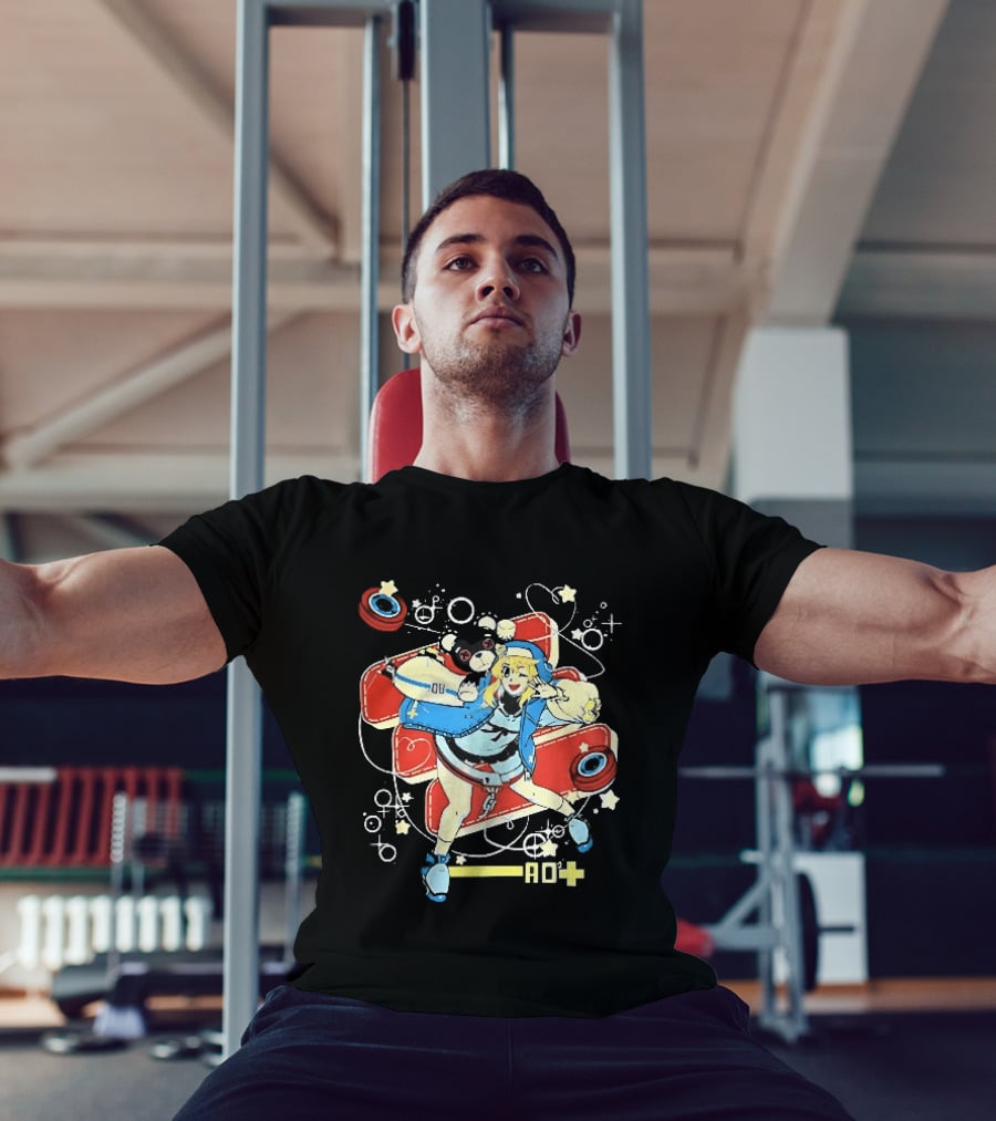 Ao2 Plus Anime Girl And Black Bear With Yoyo And Playful T-Shirt