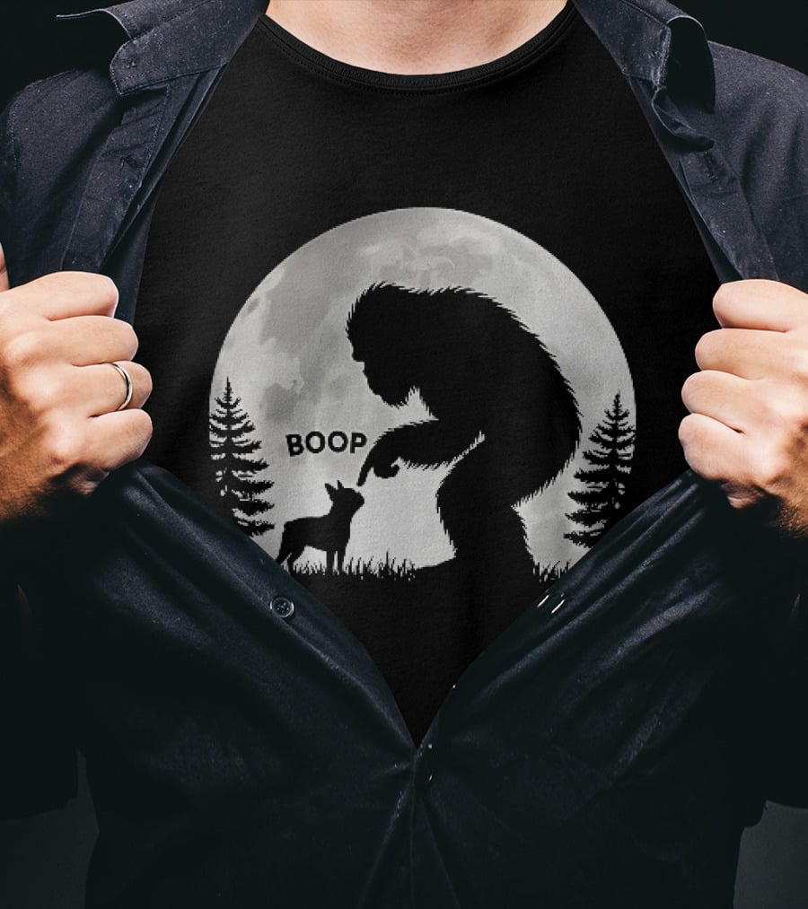 Bigfoot Boop Moonlight Boston Terrier T-Shirt