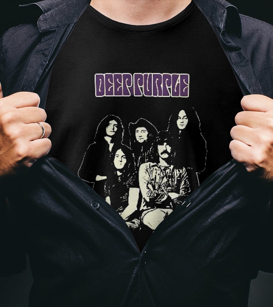 Deep Purple Band Members High Contrast Stencil Group Image T-Shirt
