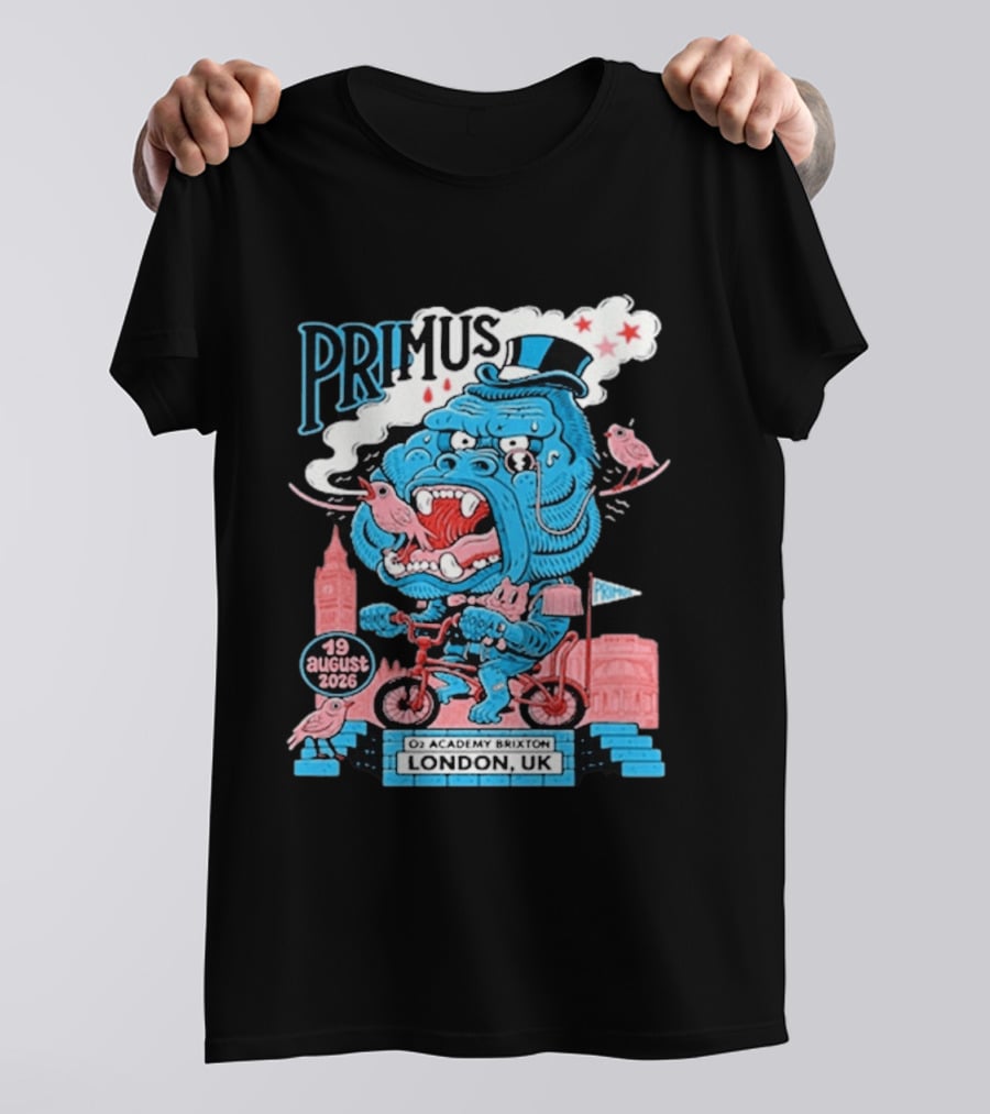 Primus 19 August 2026 O2 Academy Brixton London UK Blue Monster T-Shirt
