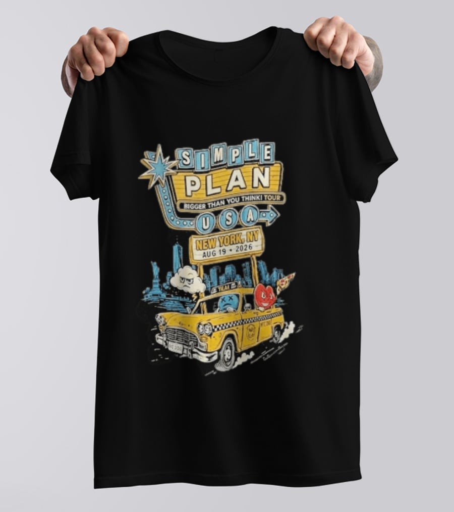 Simple Plan Bigger Than You Think Tour 2026 USA New York Event August 19 Capital One City Parks Foundation SummerStage Taxi T-Shirt