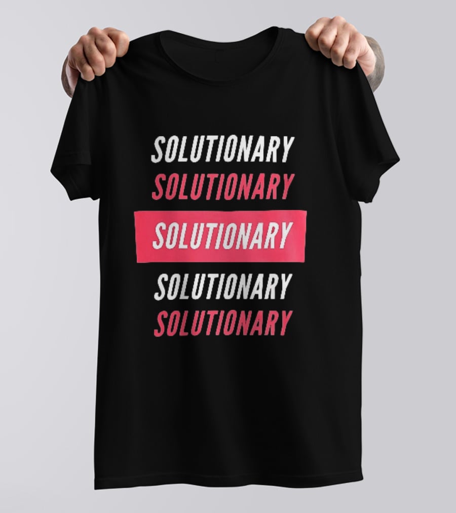 SOLUTIONARY Stacked Text Slanted Red Rectangle T-Shirt
