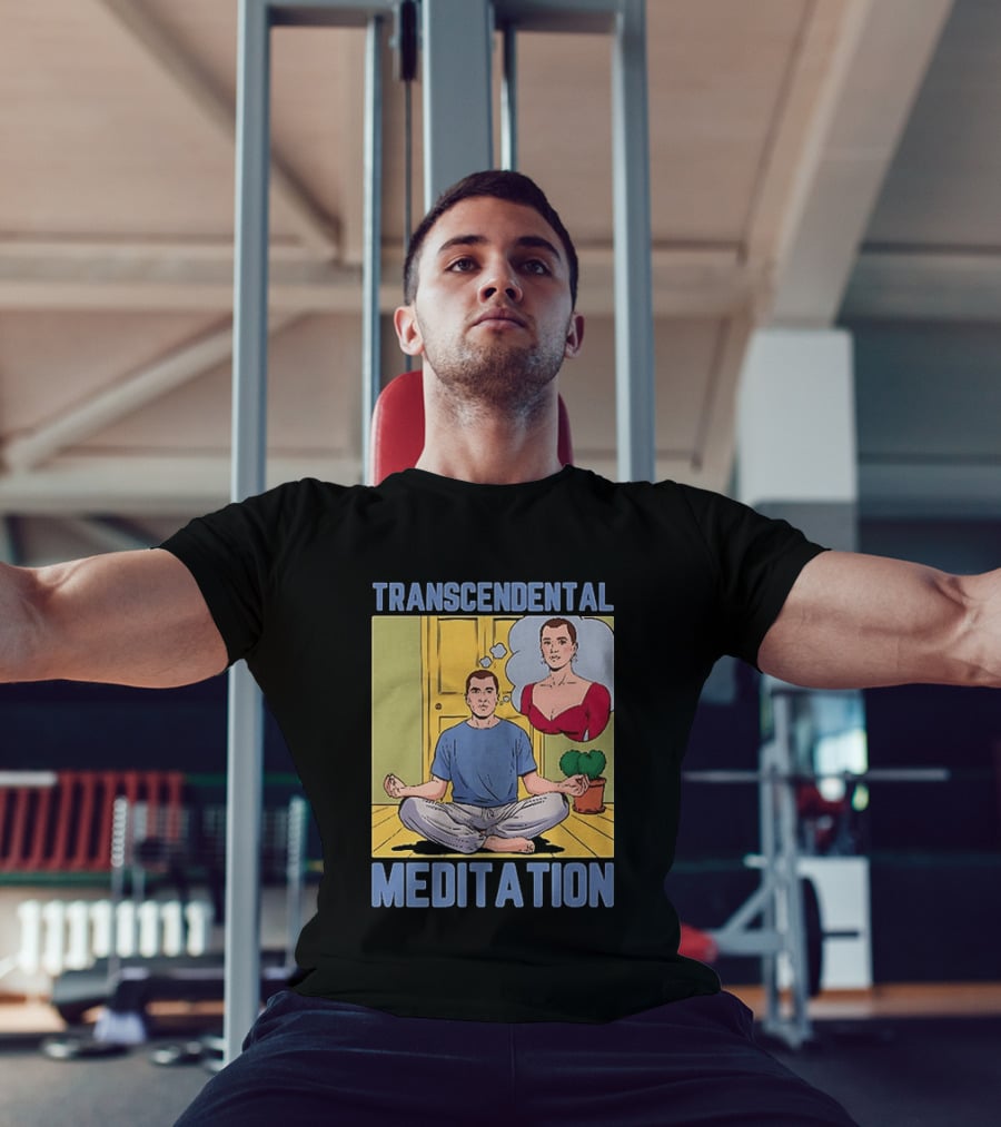 Transcendental Meditation Retro Comic Style Man Meditating Thought Bubble T-Shirt