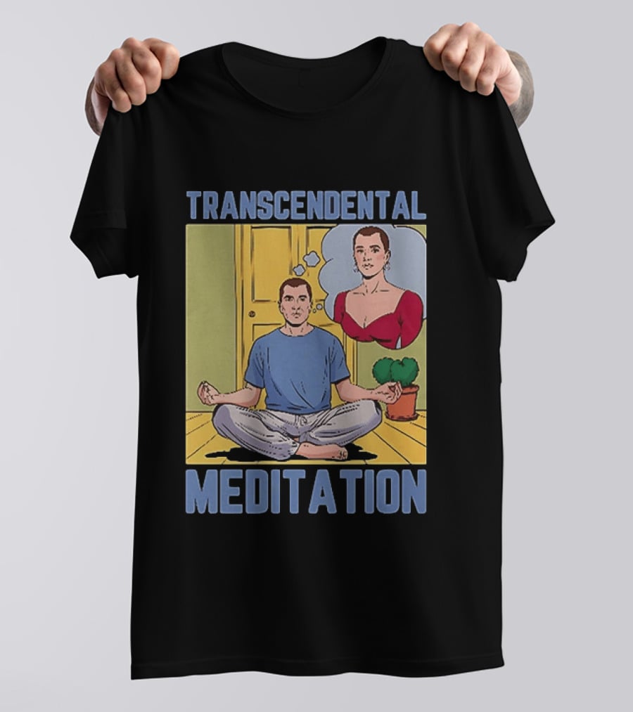 Transcendental Meditation Retro Comic Style Man Meditating Thought Bubble T-Shirt