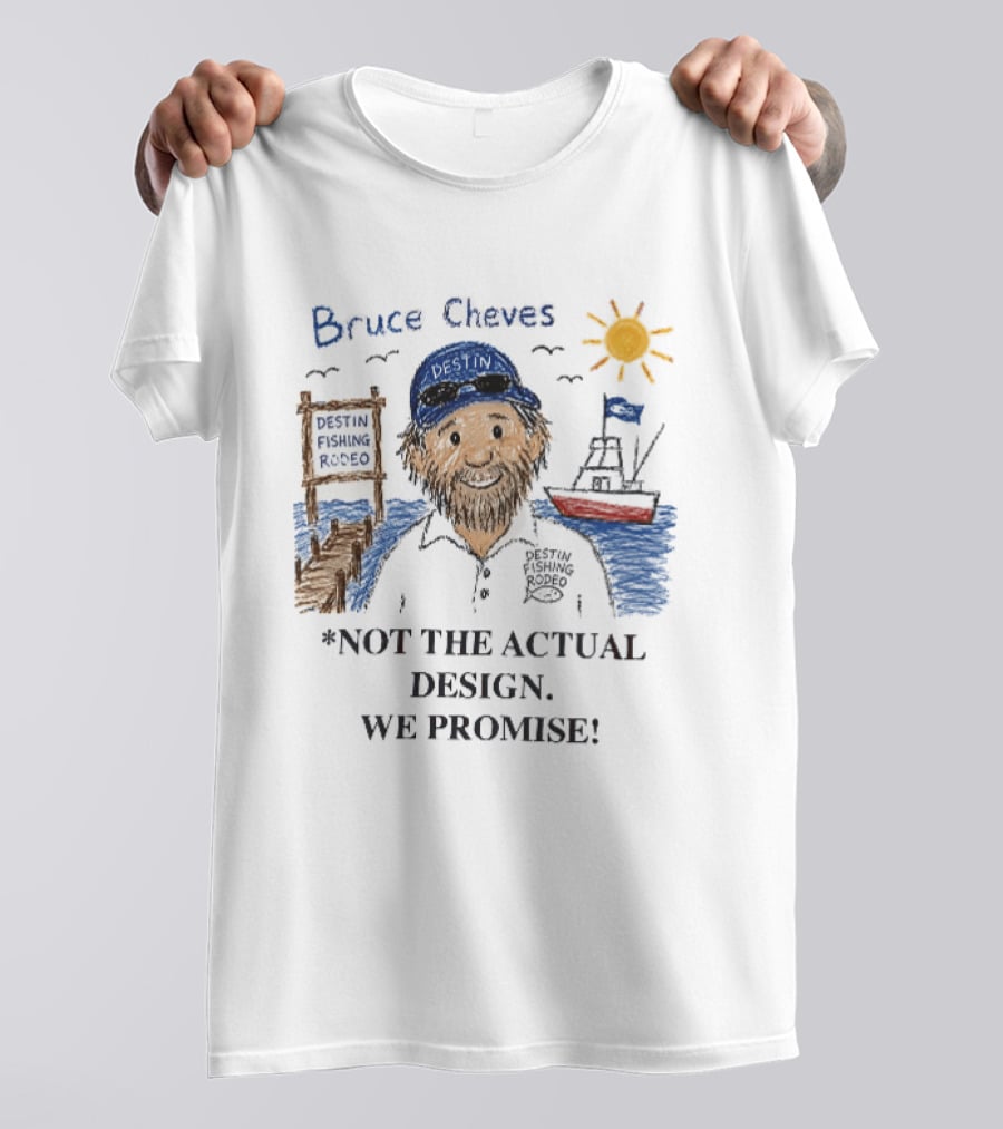 Destin Fishing Rodeo Bruce Cheves Cartoon Caricature Boat Sun Dock T-Shirt