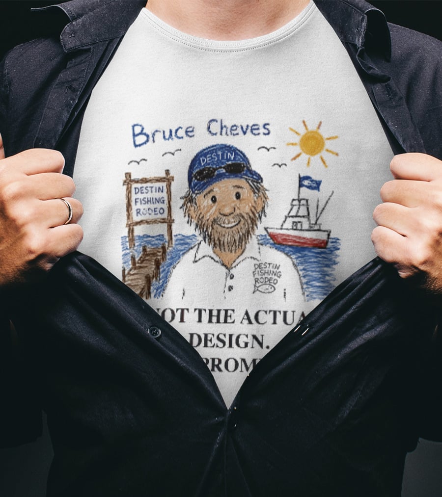 Destin Fishing Rodeo Bruce Cheves Cartoon Caricature Boat Sun Dock T-Shirt