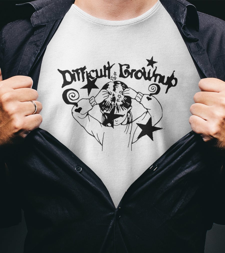 Difficult Growing Up Stars And Spirals Ringer T-Shirt