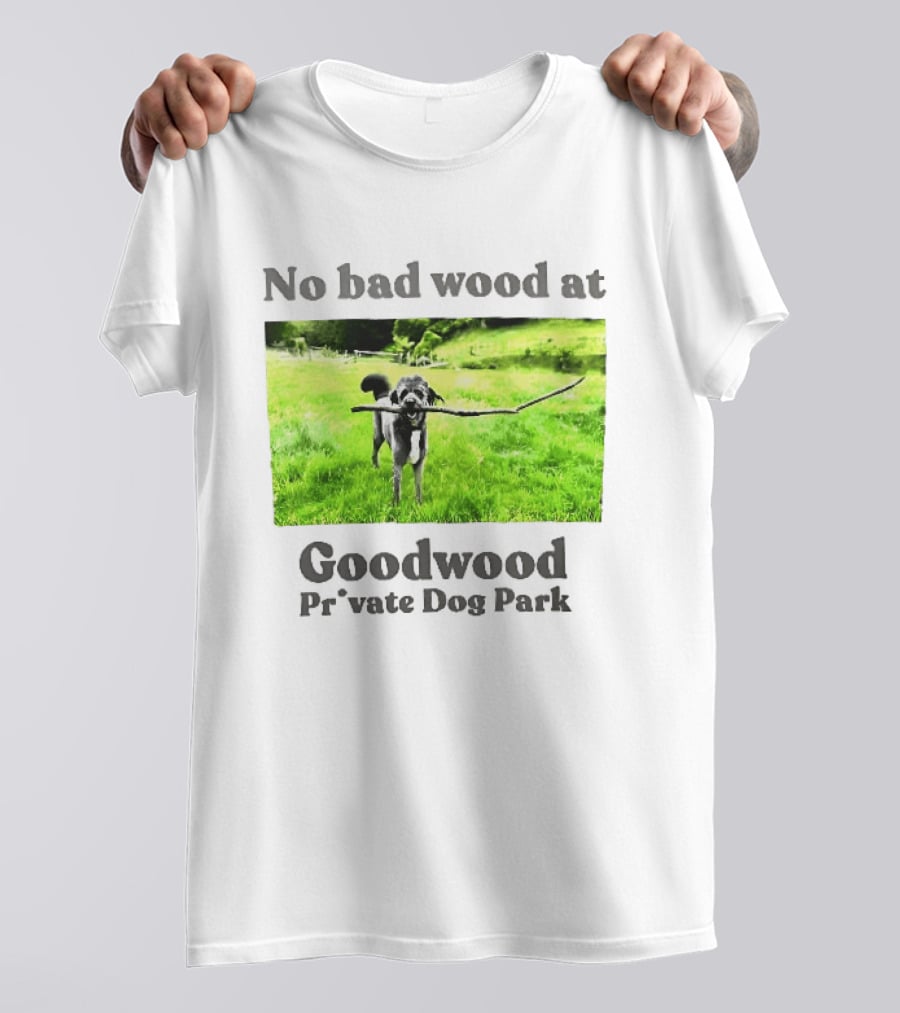 No Bad Wood At Goodwood Private Dog Park Playful Pup With Stick T-Shirt