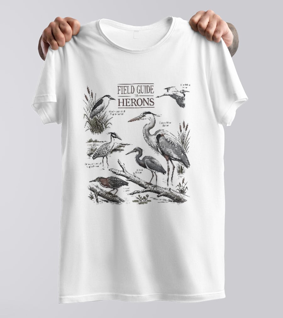 Field Guide Herons Black Crowned Night Heron Yellow Crowned T-Shirt