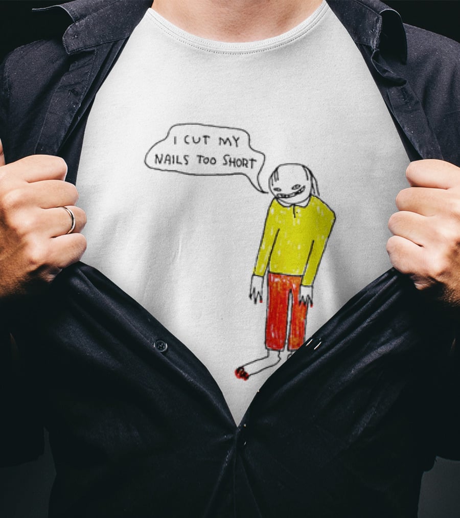 I Cut My Nails Too Short Yellow Red T-Shirt