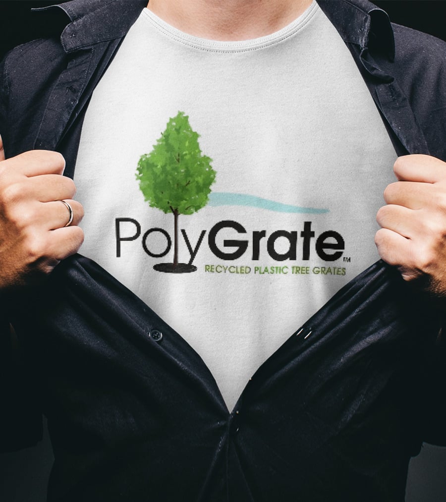 PolyGrate Recycled Plastic Tree Grates Green Foliage Blue Wave T-Shirt