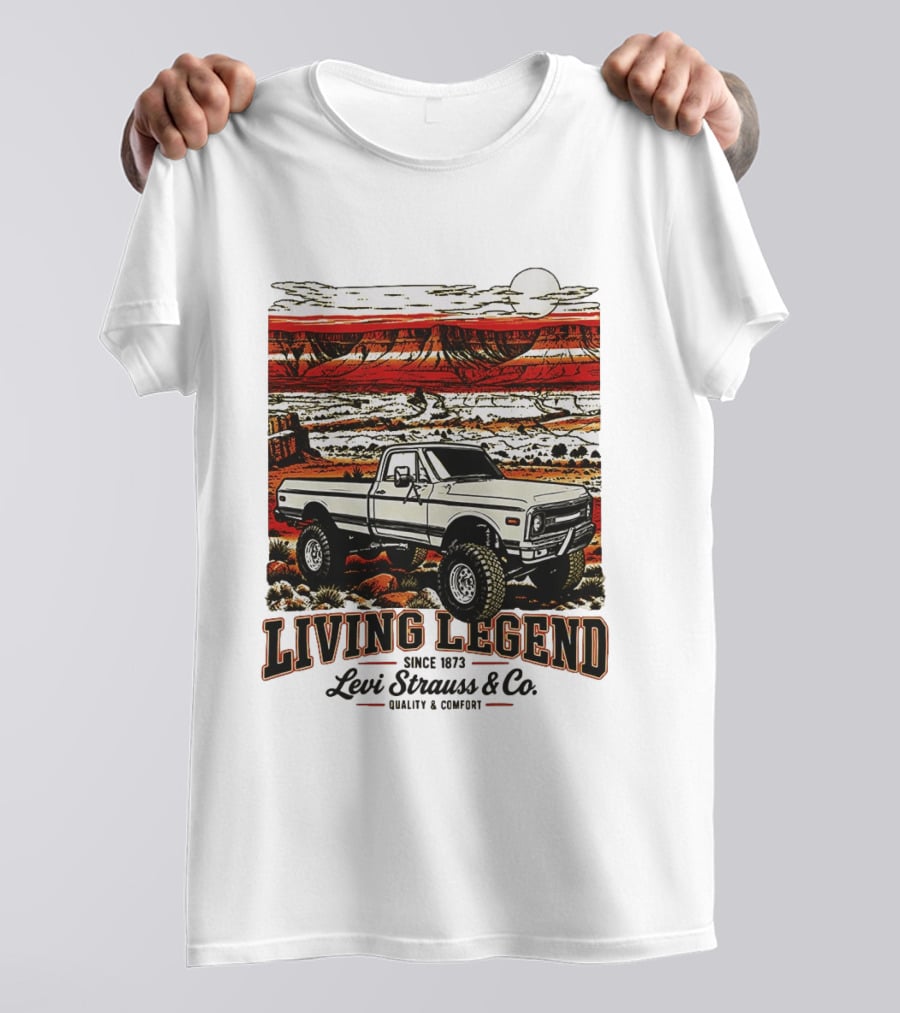 Living Legend Since 1873 Levi Strauss Co Vintage Truck Desert Scene T-Shirt