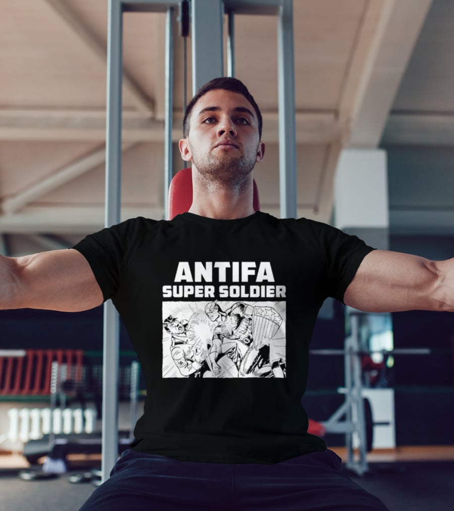 ANTIFA Super Soldier Punching Hitler Captain America T-Shirt