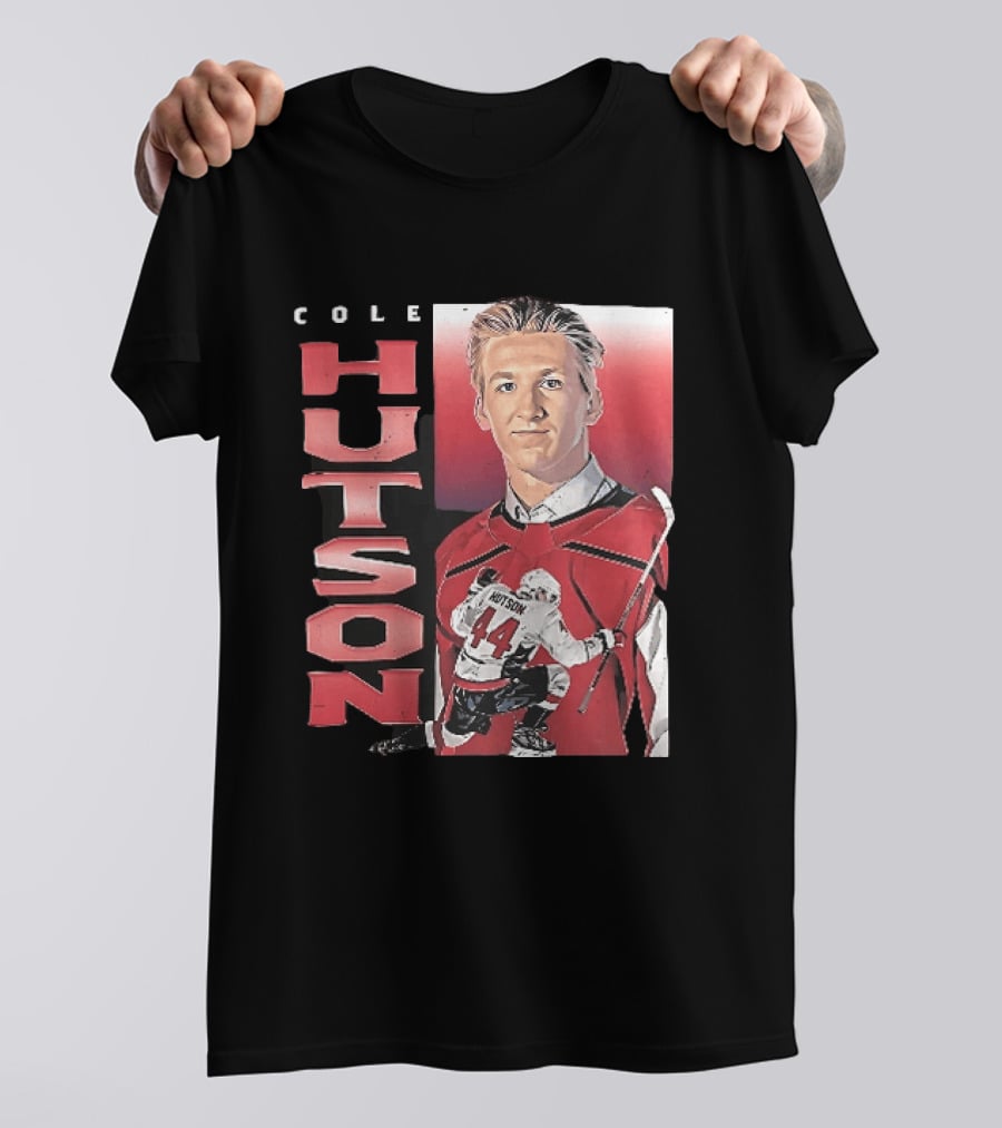 Cole Hutson Ice Hockey Player Red Jersey Number 44 Celebration T-Shirt