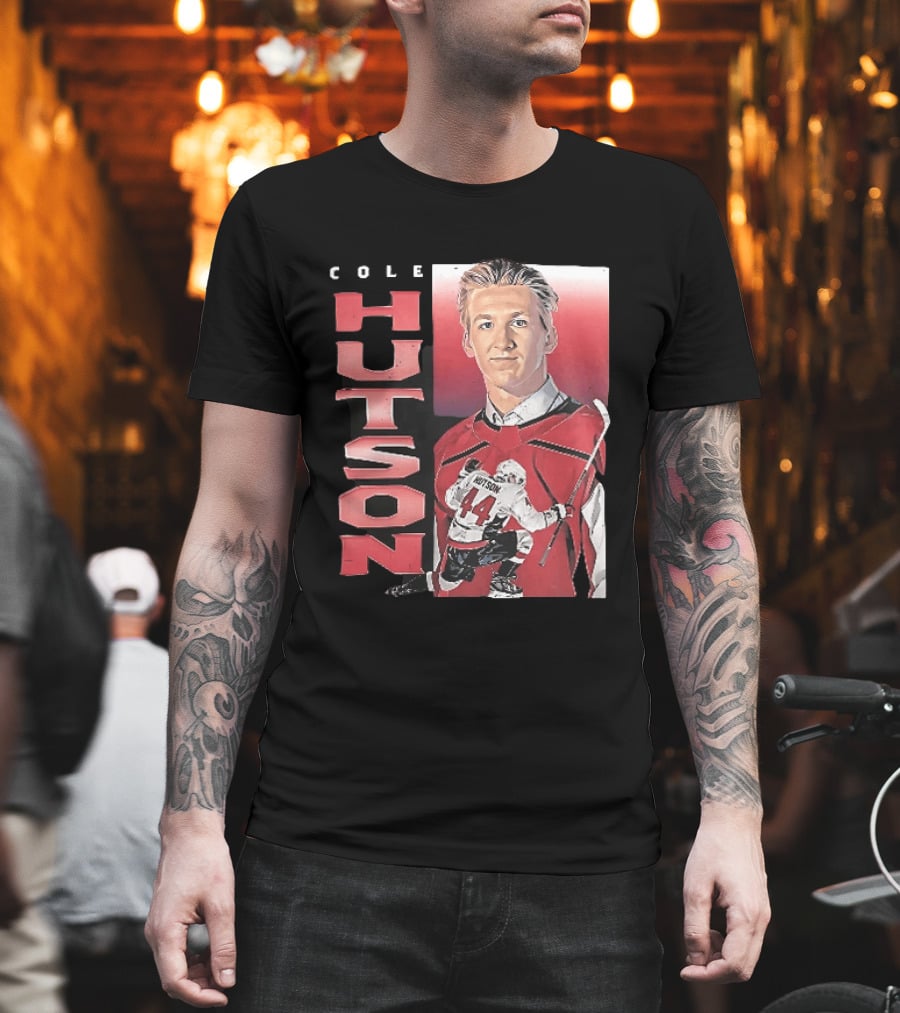 Cole Hutson Ice Hockey Player Red Jersey Number 44 Celebration T-Shirt