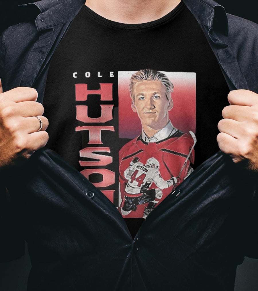 Cole Hutson Ice Hockey Player Red Jersey Number 44 Celebration T-Shirt