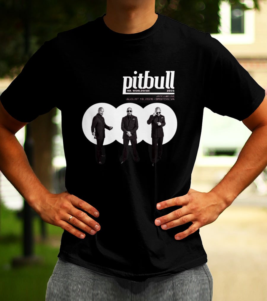 Pitbull Mr Worldwide 2026 Jiffy Lube Live Bristow VA August 19 Concert Event T-Shirt