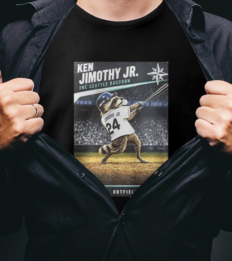 Ken Jimothy Jr The Seattle Raccoon Outfield Seattle Mariners #24 T-Shirt