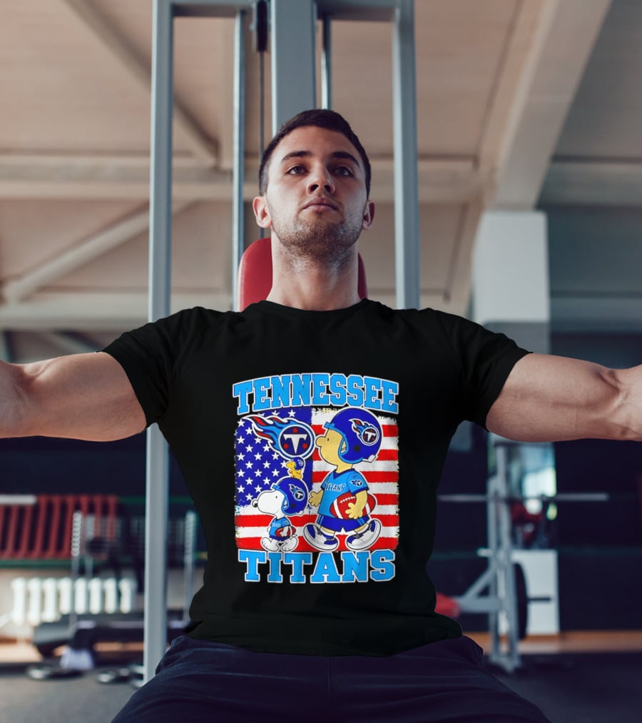 Tennessee Titans Snoopy Woodstock American Flag NFL Football 2026 T-Shirt