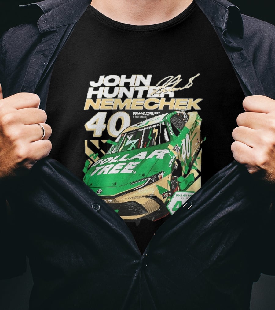 John Hunter Nemechek Dollar Tree 301 40th Anniversary 2026 Green Gold Toyota Camry Nascar New Hampshire Est 1986 T-Shirt