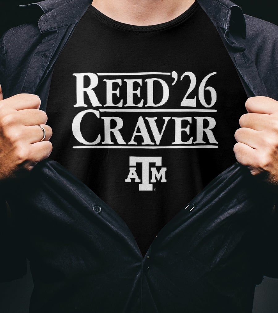 Reed 26 Craver Texas A&M Aggies ATM Beveled Serif Lines T-Shirt