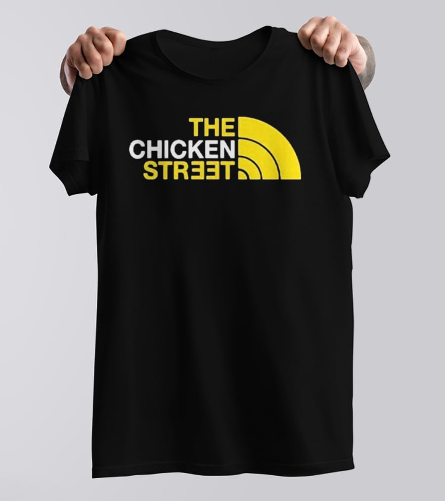 The Chicken Street Block Text Bold Yellow And White Circular T-Shirt